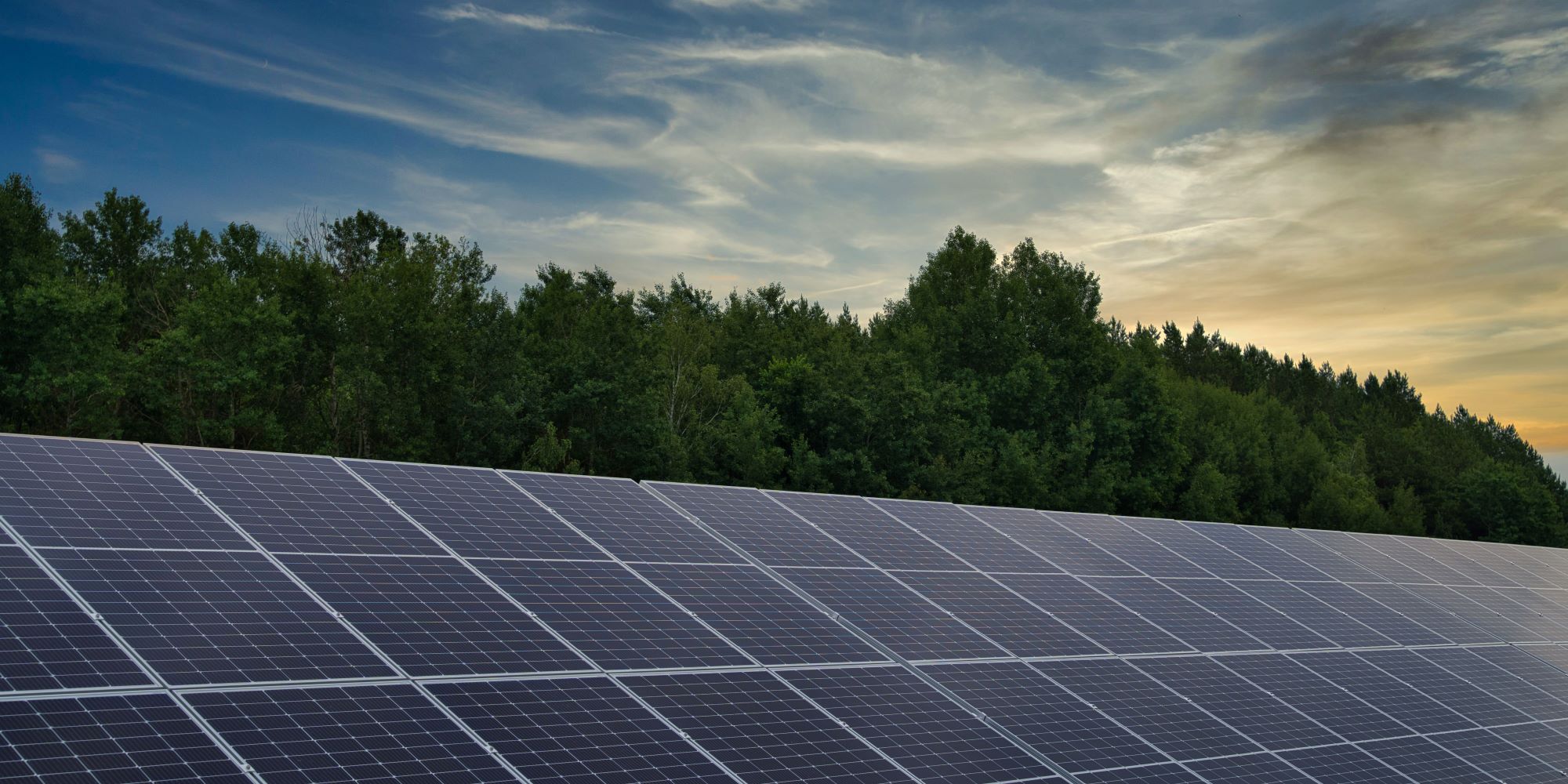 Utility-scale solar project under clear skies